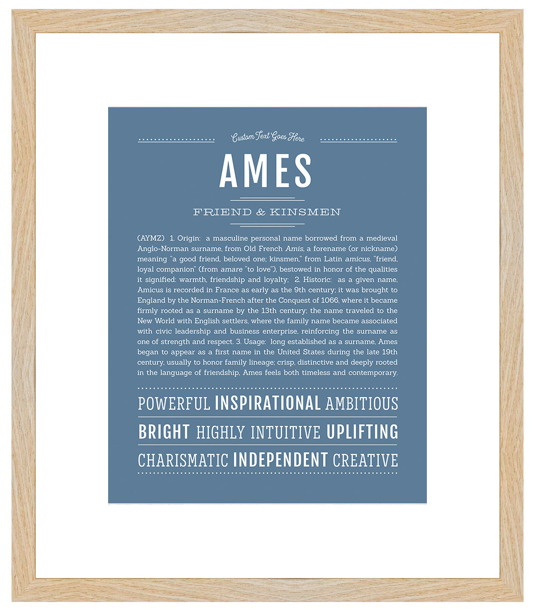 Frame Options | Steele Blue | Maple Frame, Matted