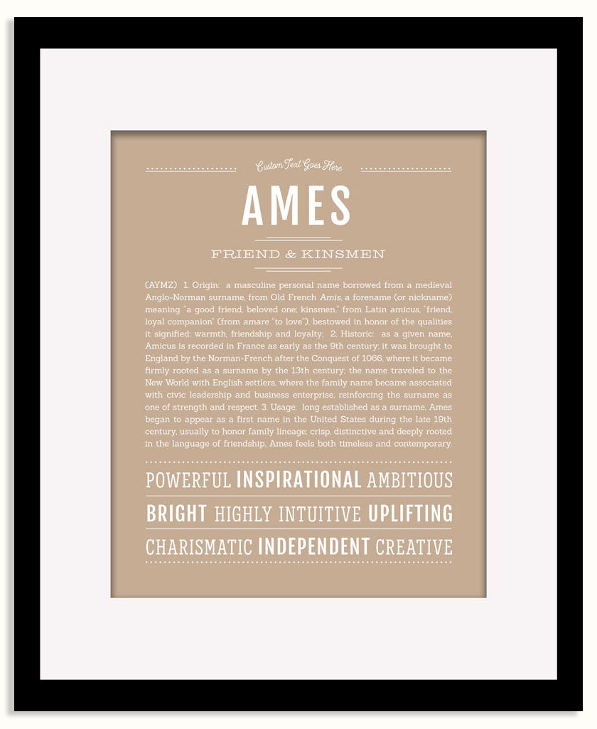 Frame Options | Tan | Black Frame, Matted