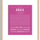 Anaia | Name Art Print