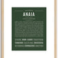 Anaia | Name Art Print