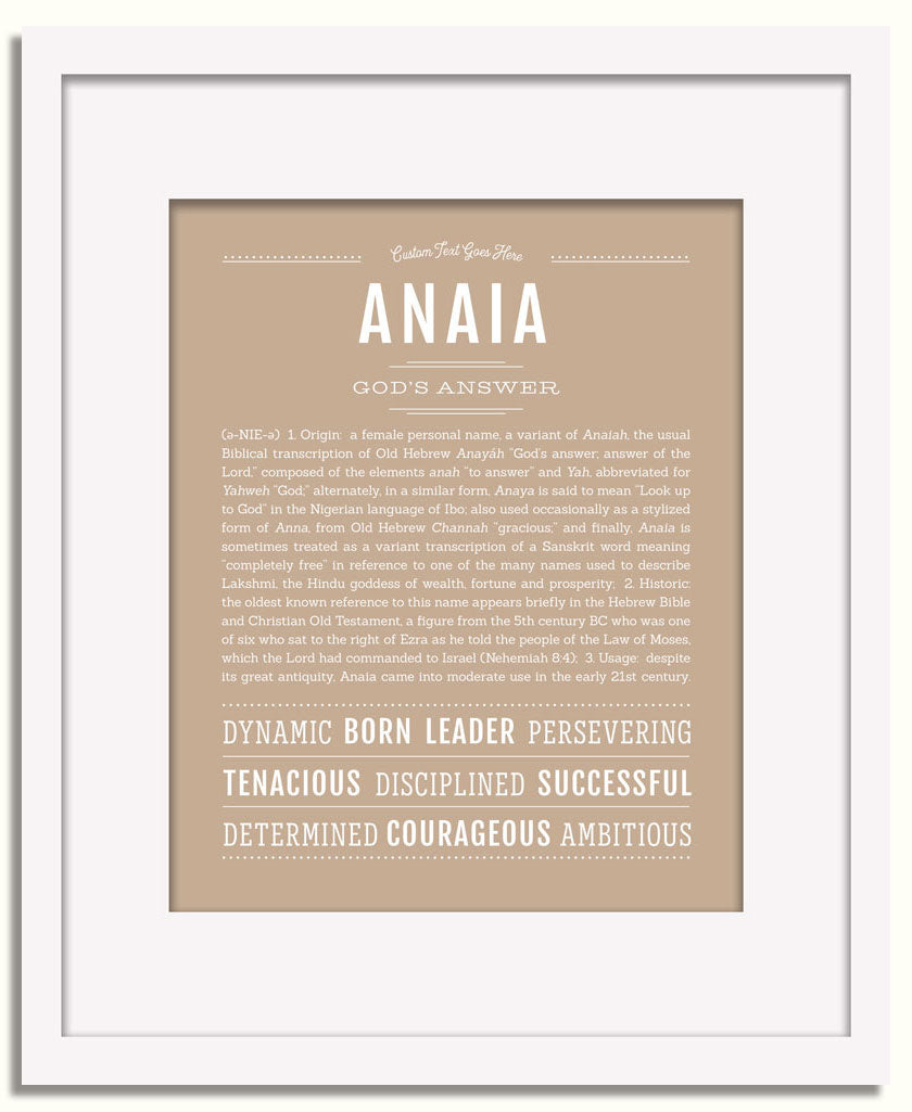 Frame Options | Tan | White Frame, Matted