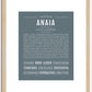 Anaia | Name Art Print