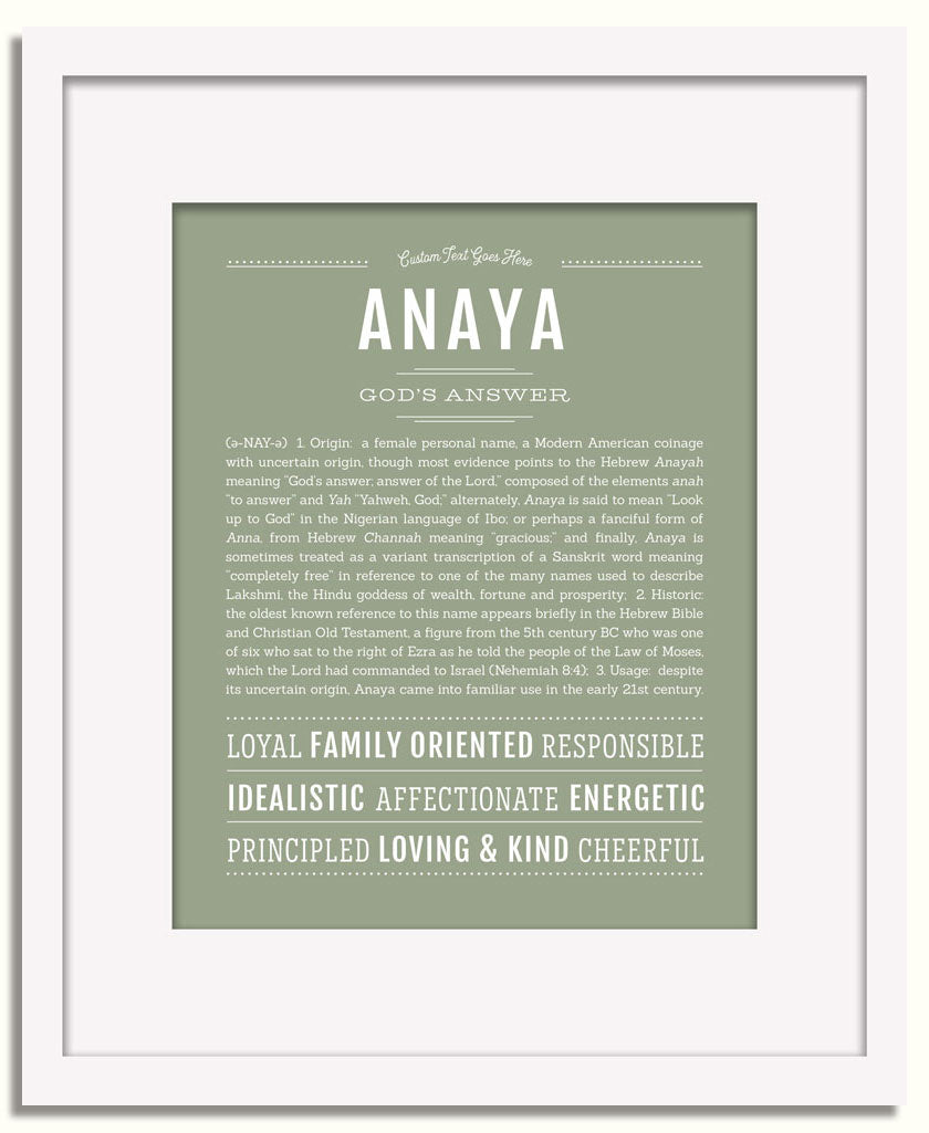 Frame Options | Sage | White Frame, Matted