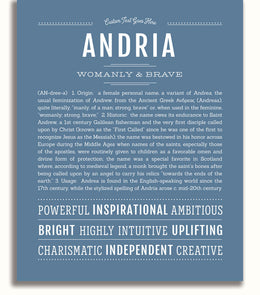 Andya Andria Personalized Name Meaning Art Prints – Name Stories
