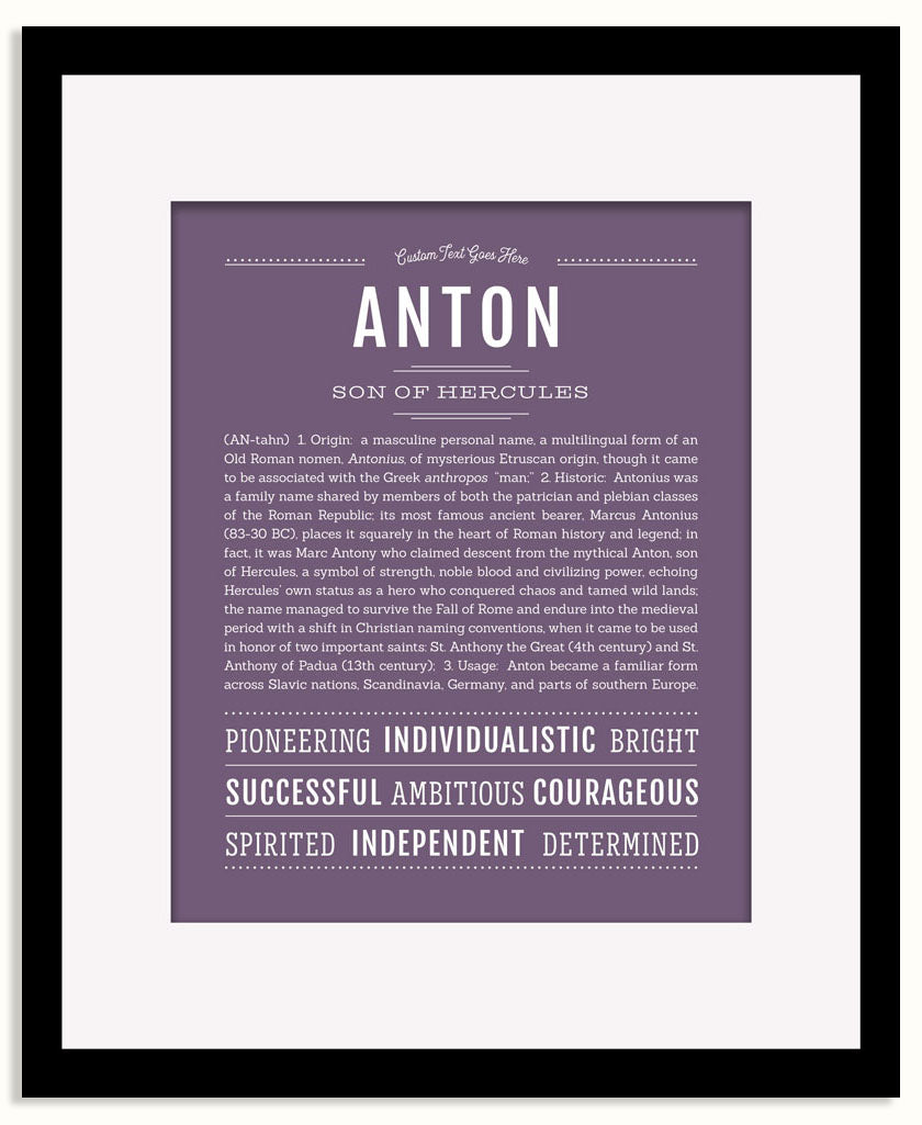 Frame Options | Deep Purple | Black Frame, Matted