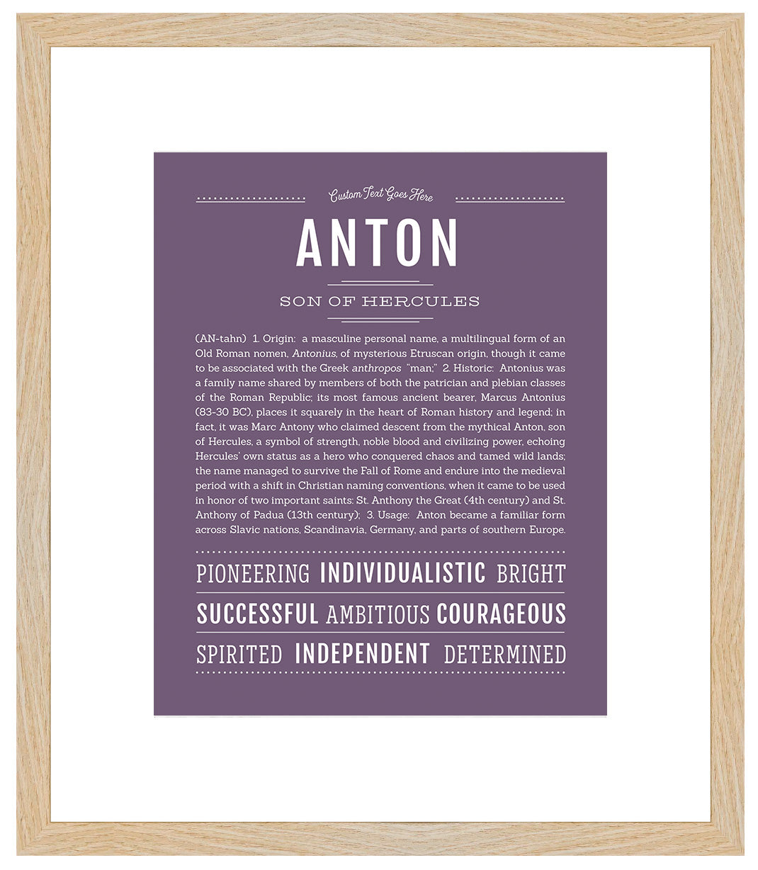 Frame Options | Deep Purple | Maple Frame, Matted