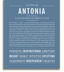 Anthonia Antonia Personalized Name Meaning Art Prints – Name Stories