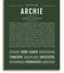 Archie Personalized Name Meaning Art Prints – Name Stories