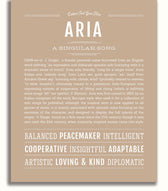 Aria Personalized Name Meaning Art Prints – Name Stories