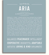 Aria Personalized Name Meaning Art Prints – Name Stories