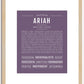 Ariah (female) | Name Art Print