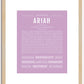 Ariah (female) | Name Art Print