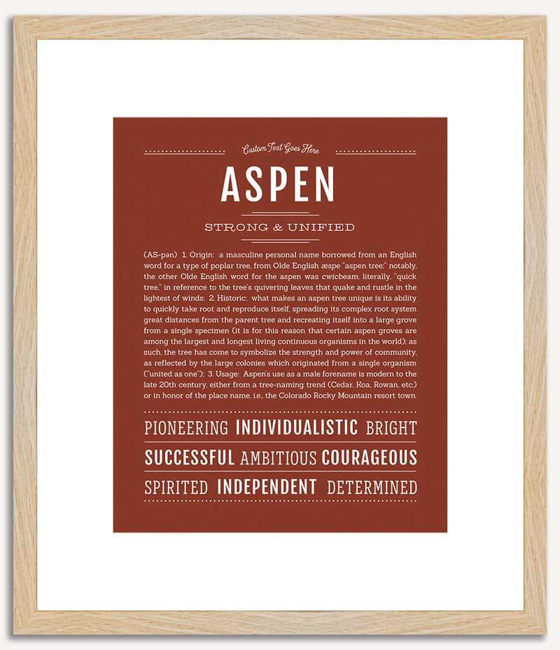 Aspen Personalized Name Meaning Art Prints – Name Stories