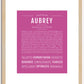 Aubrey (female) | Name Art Print