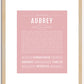 Aubrey (female) | Name Art Print