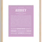 Aubrey (female) | Name Art Print