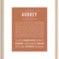 Aubrey (female) | Name Art Print