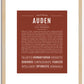 Auden (female) | Name Art Print