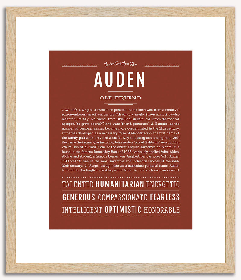 Auden (male) | Name Art Print