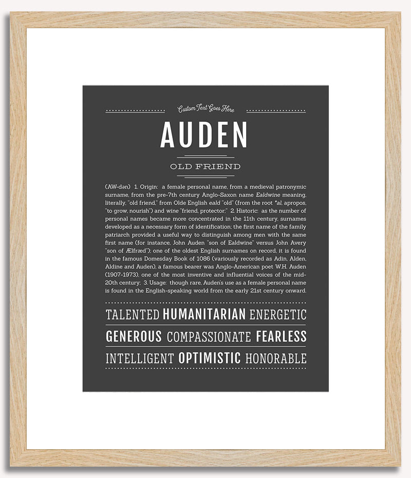 Auden (female) | Name Art Print