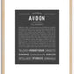 Auden (male) | Name Art Print