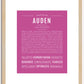 Auden (female) | Name Art Print