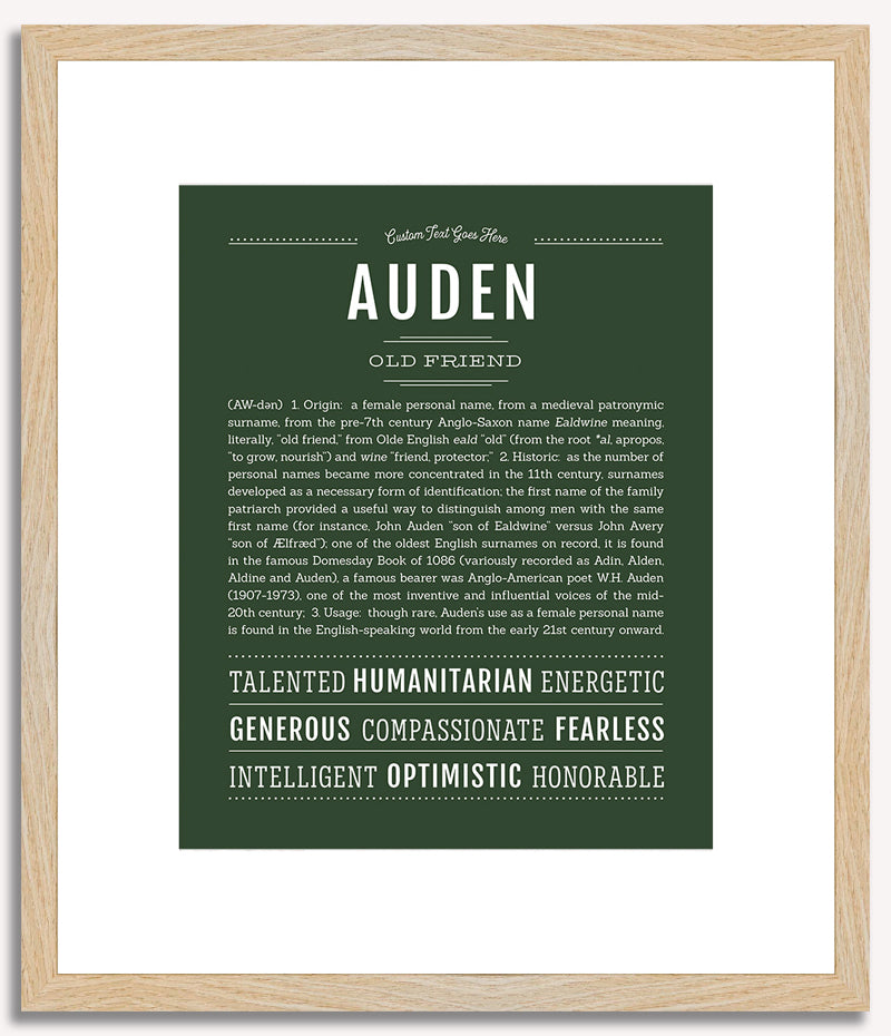 Auden (female) | Name Art Print