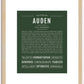 Auden (male) | Name Art Print