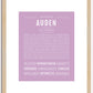 Auden (female) | Name Art Print