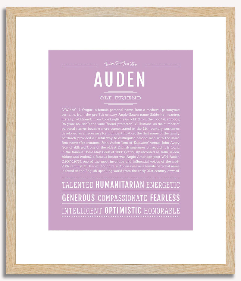 Auden (female) | Name Art Print