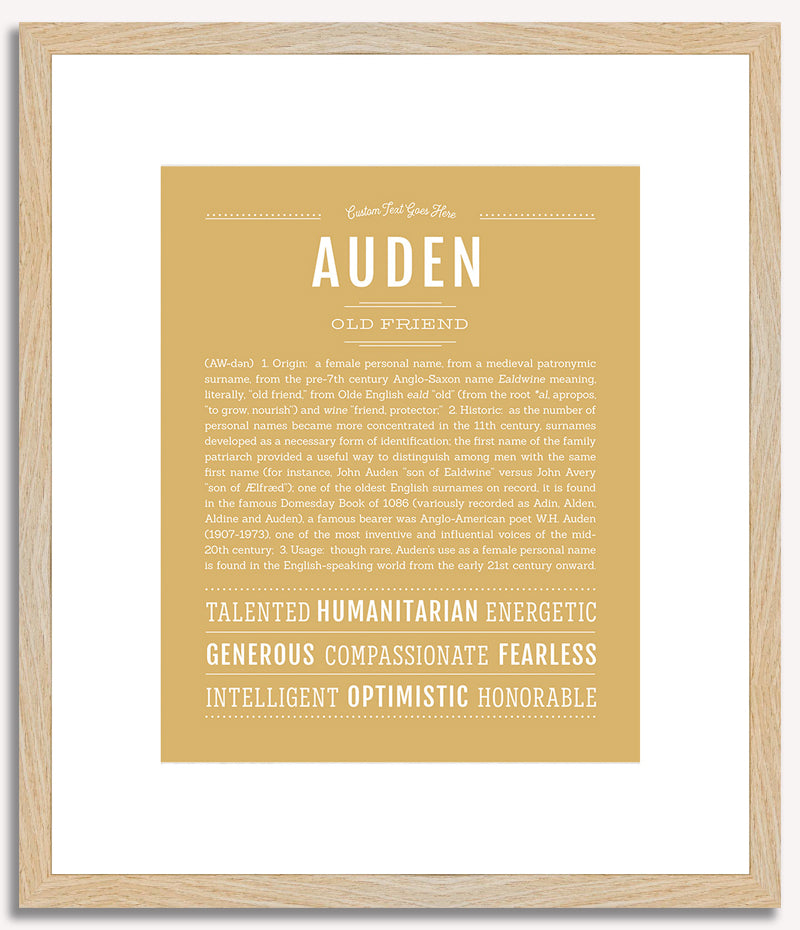 Auden (female) | Name Art Print