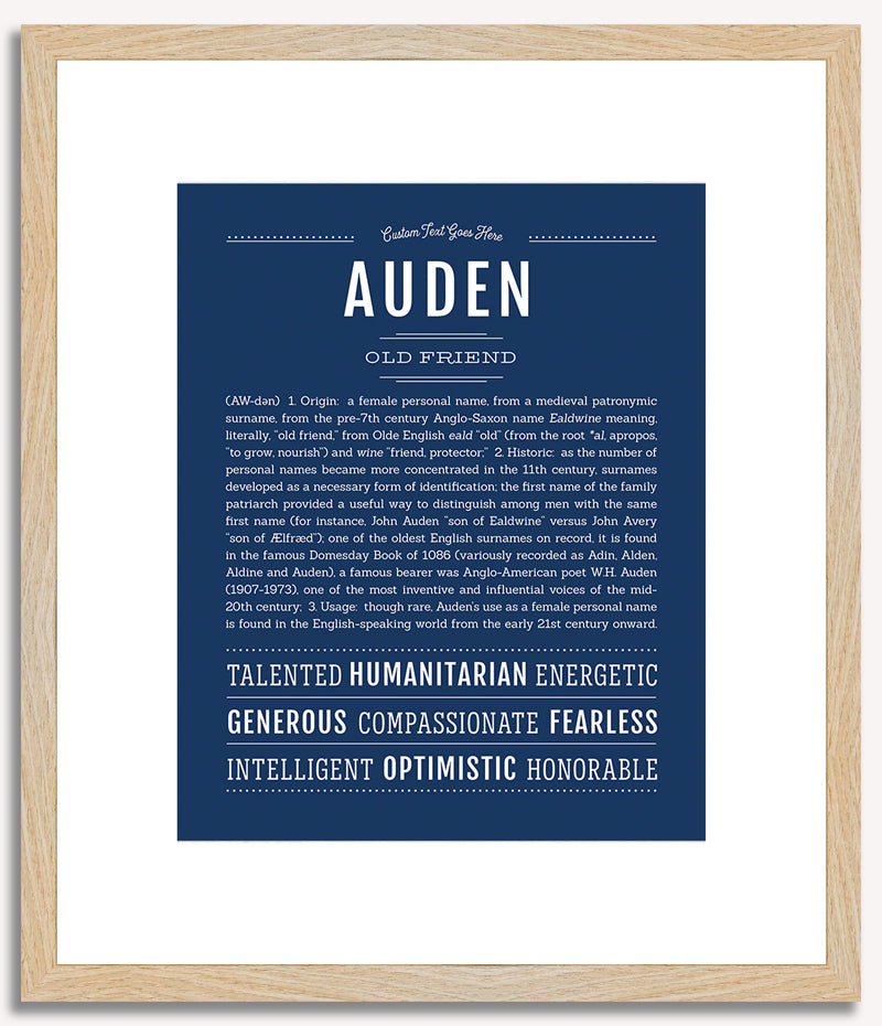 Auden (female) | Name Art Print