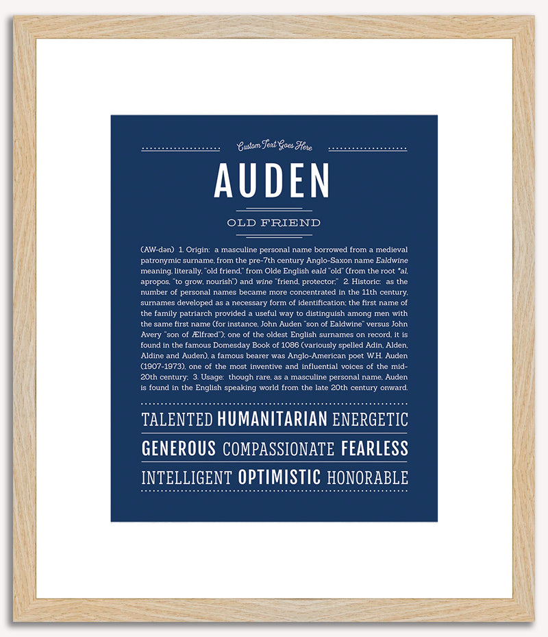 Auden (male) | Name Art Print