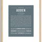 Auden (female) | Name Art Print