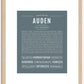 Auden (male) | Name Art Print