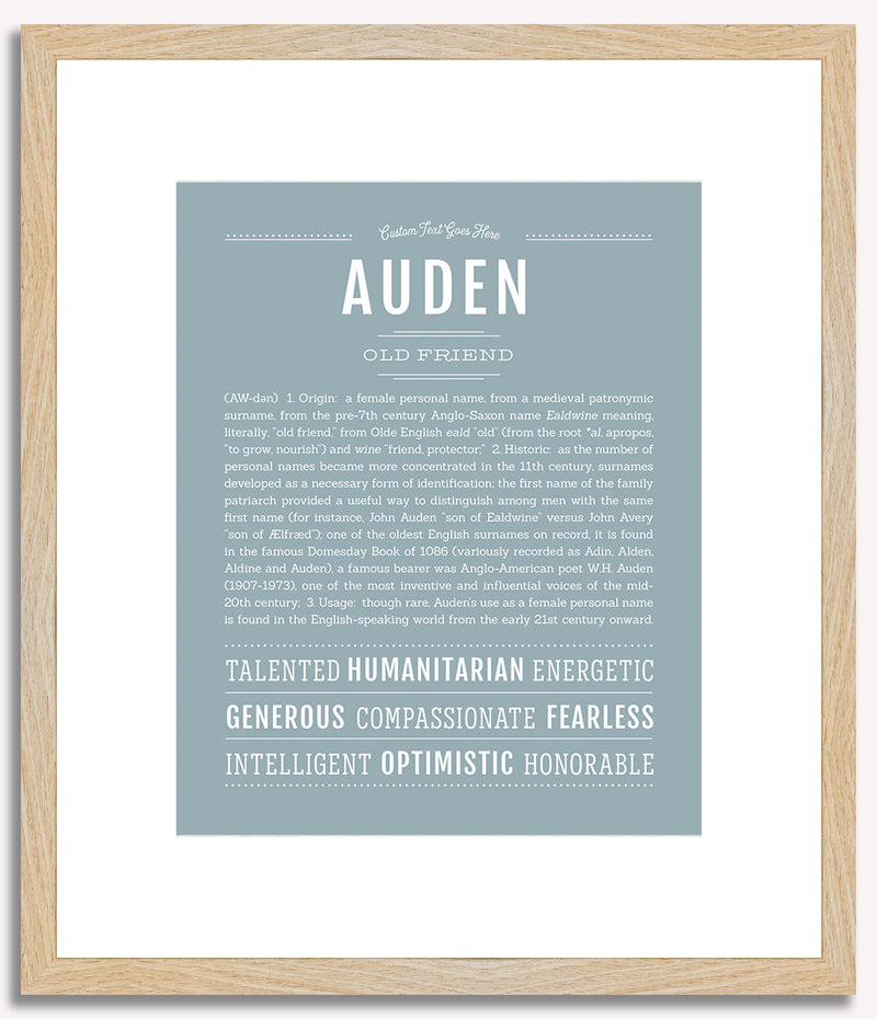 Auden (female) | Name Art Print