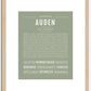 Auden (female) | Name Art Print