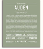 Auden Personalized Name Meaning Art Prints – Name Stories
