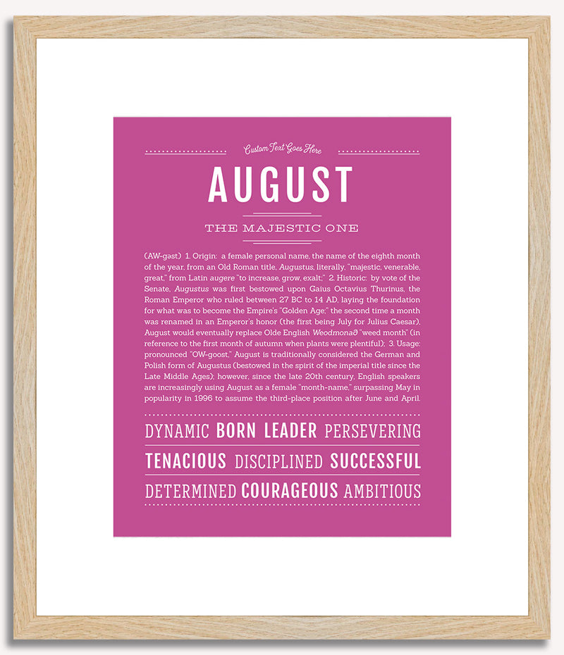 August (male) | Name Art Print