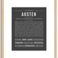 Austen (female) | Name Art Print