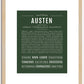 Austen (female) | Name Art Print