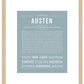 Austen (female) | Name Art Print