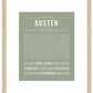 Austen (female) | Name Art Print