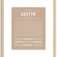 Austyn (male) | Name Art Print