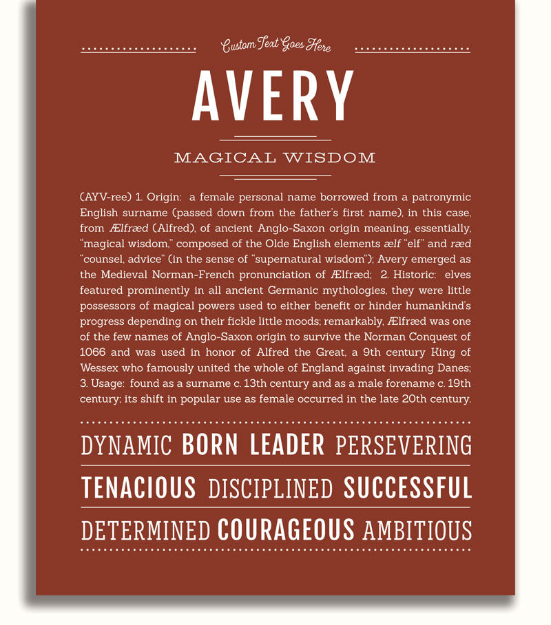 Avery (female) | Name Art Print - Personalized Custom Gifts – Name