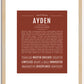 Ayden (female) | Name Art Print