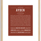 Ayden (male) | Name Art Print