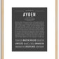 Ayden (female) | Name Art Print