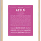 Ayden (female) | Name Art Print