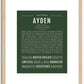 Ayden (female) | Name Art Print